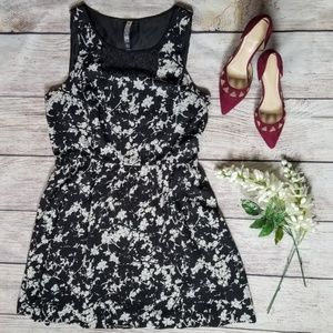 Kensie Black and White Floral Lace Insert Dress